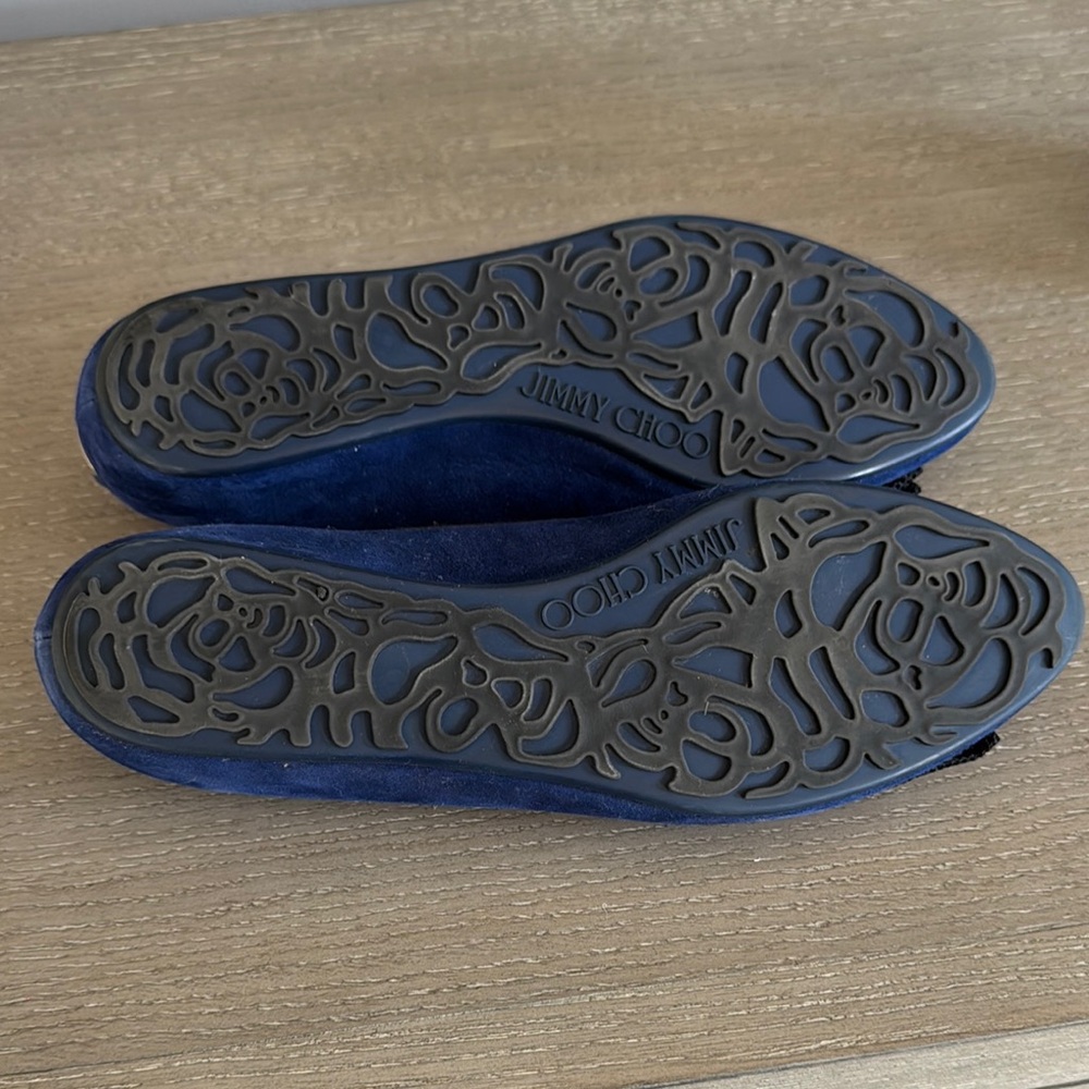 Jimmy Choo Blue Ballet Flats with Bow - Picture 3 of 5